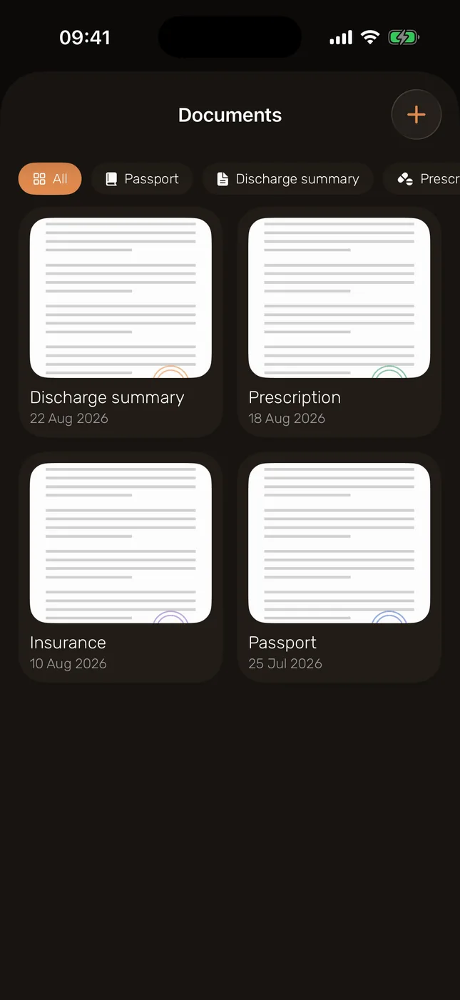Pet documents vault — passport, prescriptions, insurance in one place